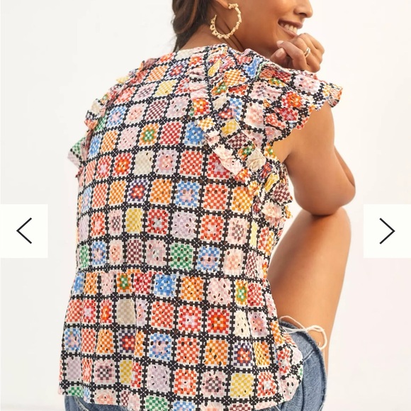 Maeve Multicolor Checkered Ruffle Blouse - Picture 9 of 9